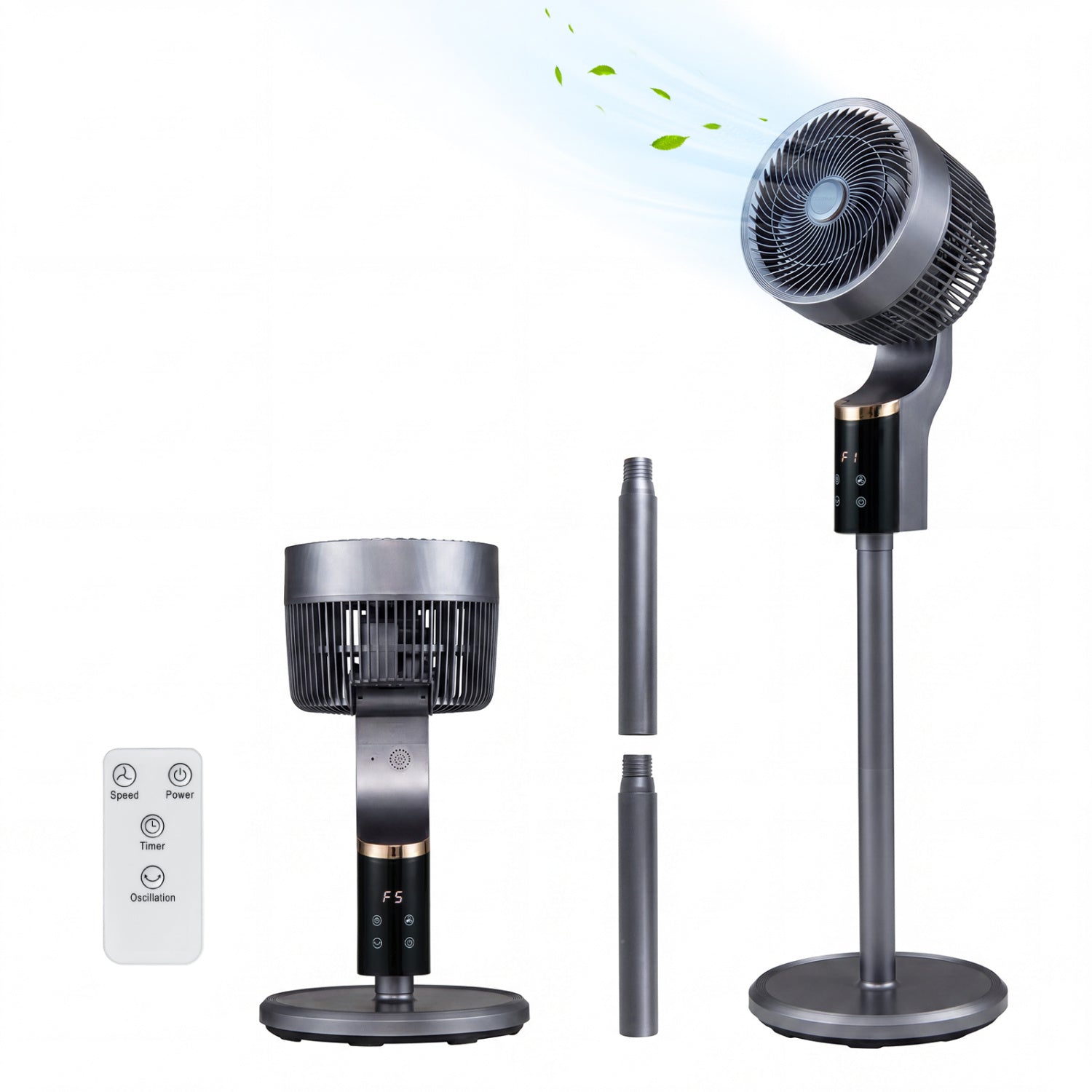 Compact Oscillating Standing Fan with 70° Oscillation and 90° Tilt for Home Office