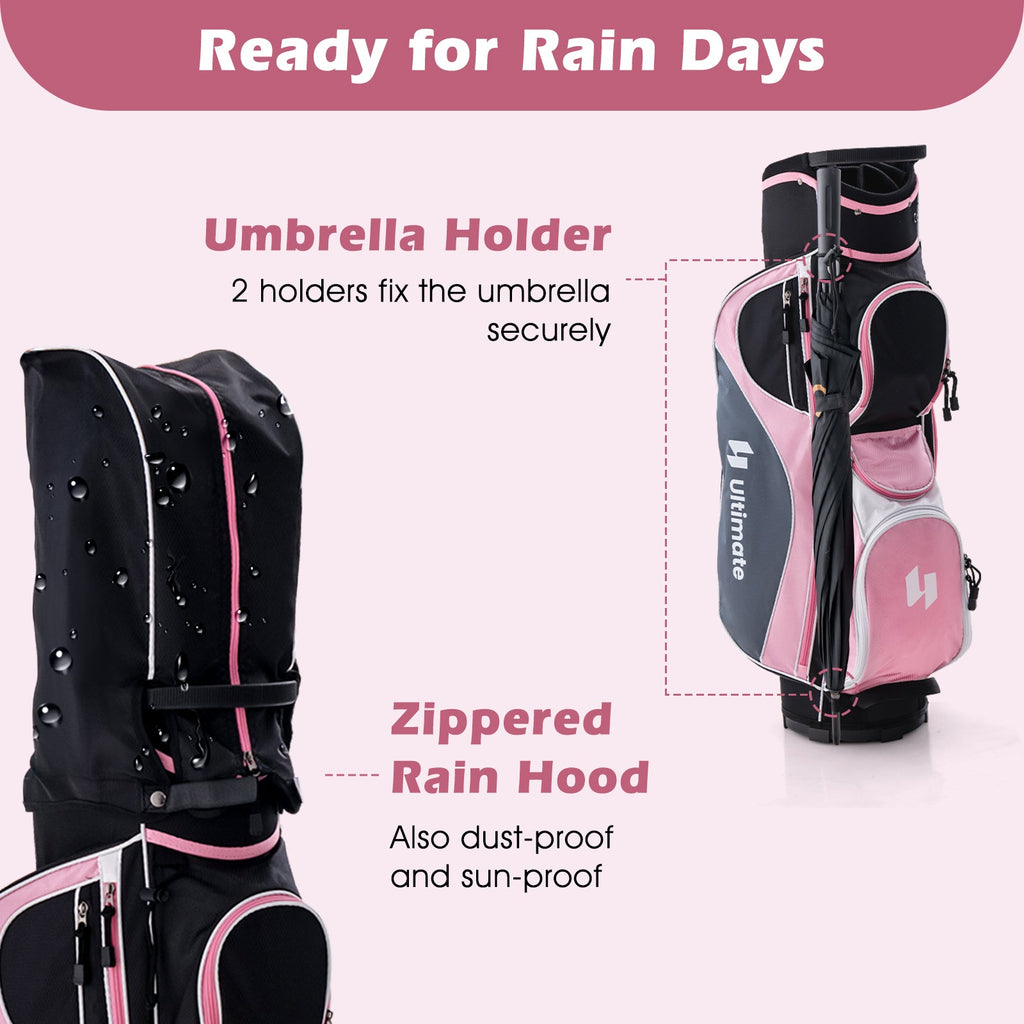 Women's Complete Golf Club Set Right Hand with Rain Hood-Pink