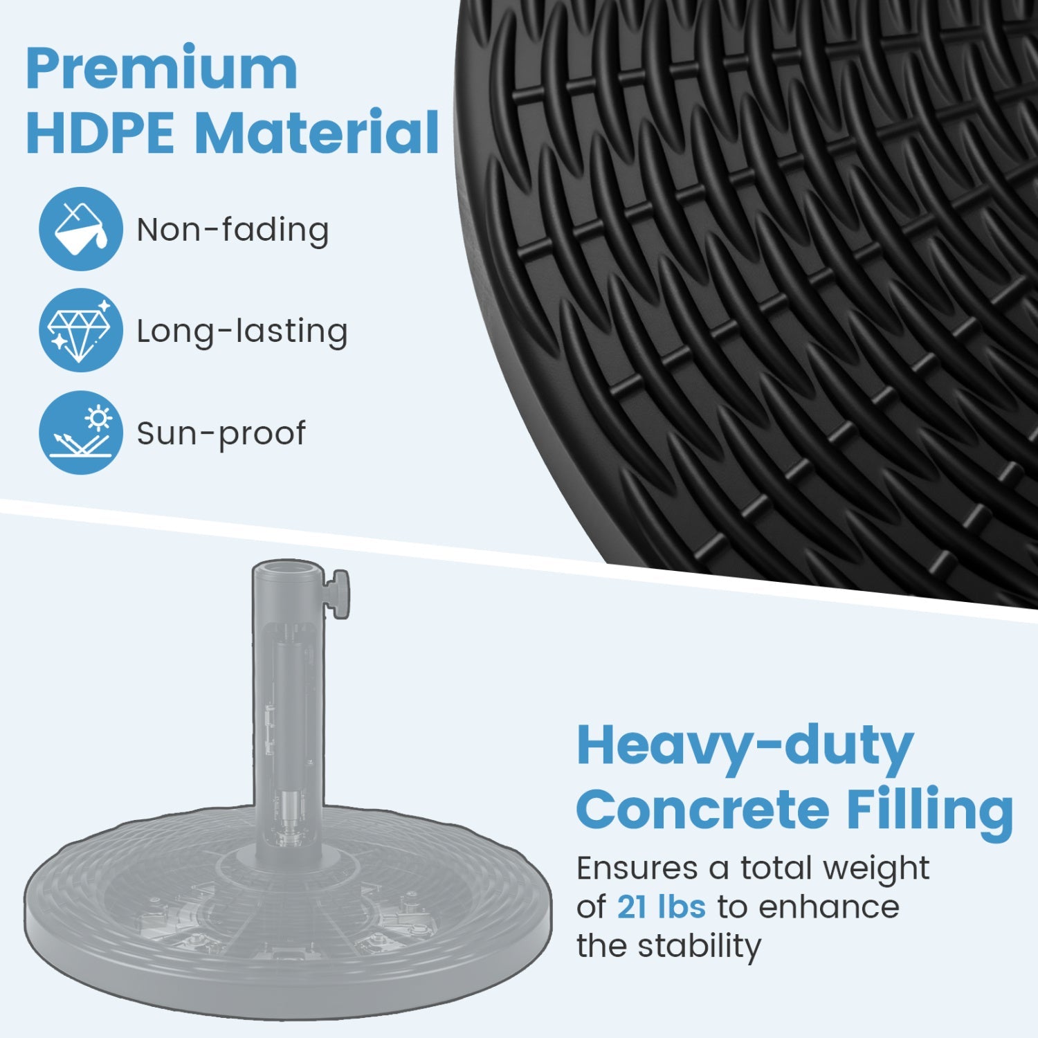 Concrete Patio Umbrella Base with Rattan Pattern for Lawn
