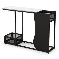 43.5 Inch Console Table with Plant Position and Faux Marble Top-Black