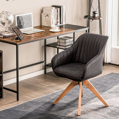 Modern Leathaire Set of 2 Swivel Accent Chair with Beech Wood Legs