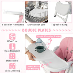 Convertible Infant Dining Chair with 5 Backrest and 3 Footrest Positions