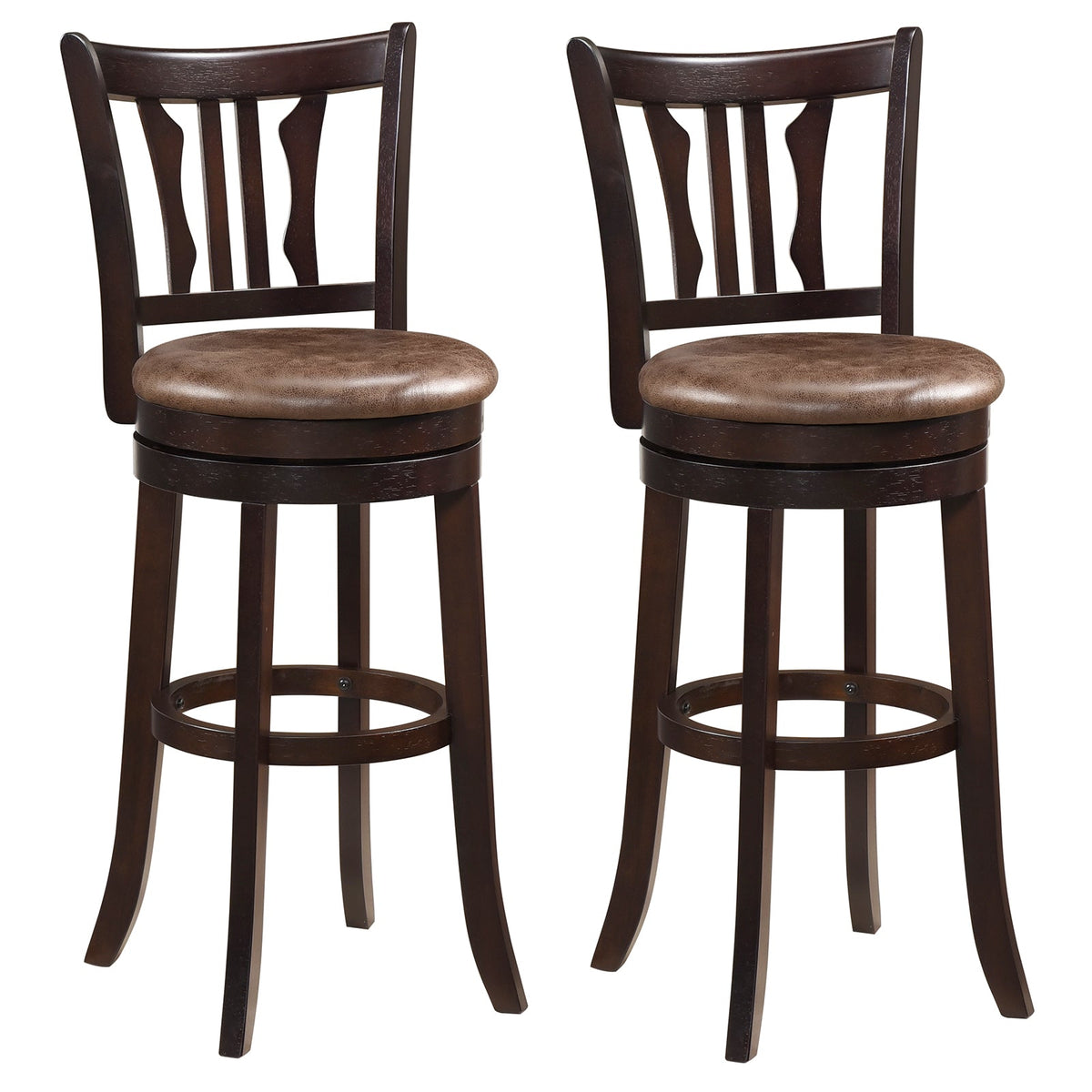Counter Height Swivel Bar Stools Set of 2 with Back and Solid Rubber Frame