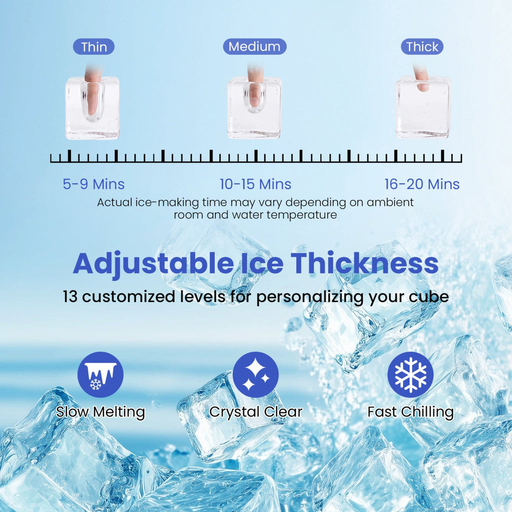 Countertop Ice Maker with External Tank & Self-Cleaning