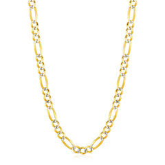6.0mm 14K Yellow Gold Solid Pave Figaro Chain
