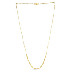 14k Yellow Gold Bead Paperclip Necklace