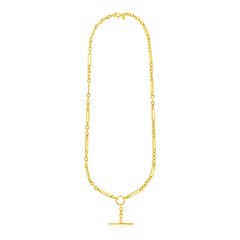 14k Yellow Gold Alternating Oval and Round Chain Necklace with Toggle