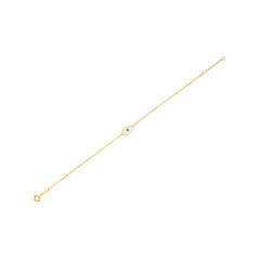 14k Yellow Gold MOP Evil Eye Bracelet (1.00 mm)