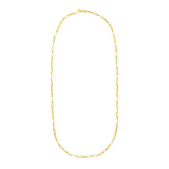 14k Yellow Gold Paperclip Chain and Pearl Necklace