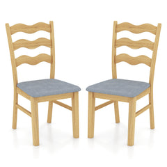 Dining Chair Set of 2 Linen Fabric Upholstered Kitchen Chairs with Padded Seat-Natural