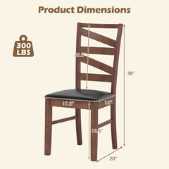Dining Chairs Set of 2 Kitchen Side Chairs with Rubber Wood Legs-Walnut