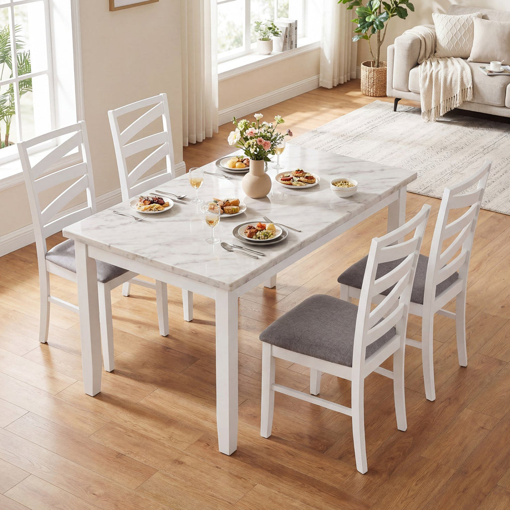 Dining Chairs Set of 4 with Backrests and Rubber Wood Frames