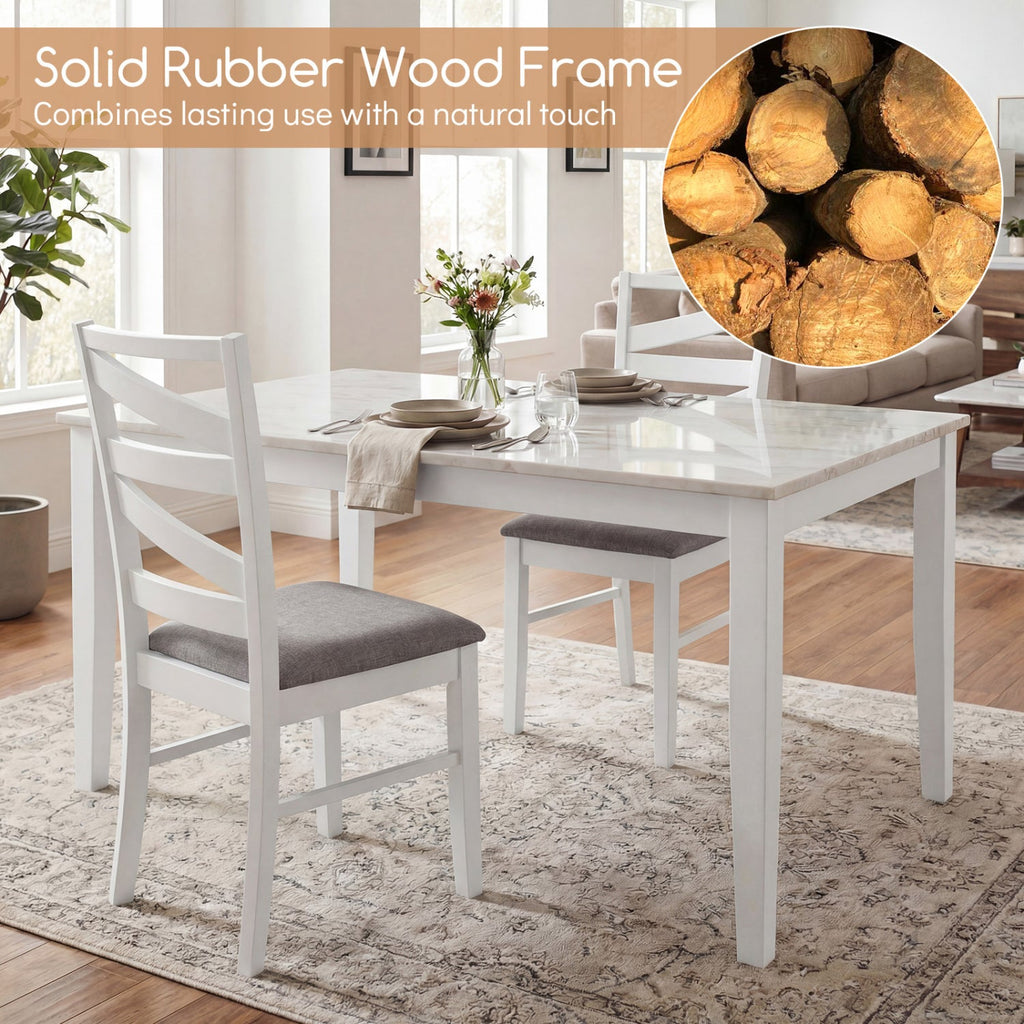 Dining Chairs Set of 4 with Backrests and Rubber Wood Frames