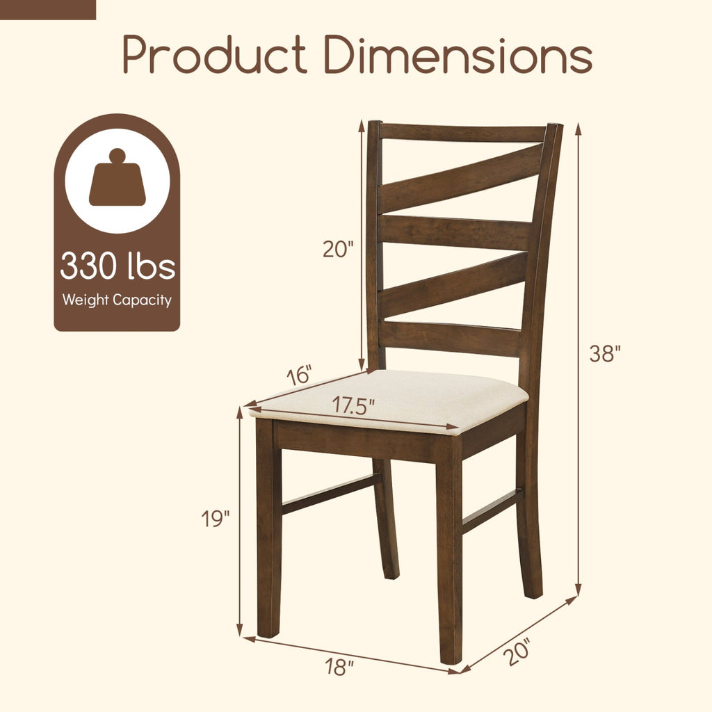 Dining Chairs Set of 4 with Backrests and Rubber Wood Frames