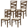 Dining Chairs Set of 4 with Backrests and Rubber Wood Frames