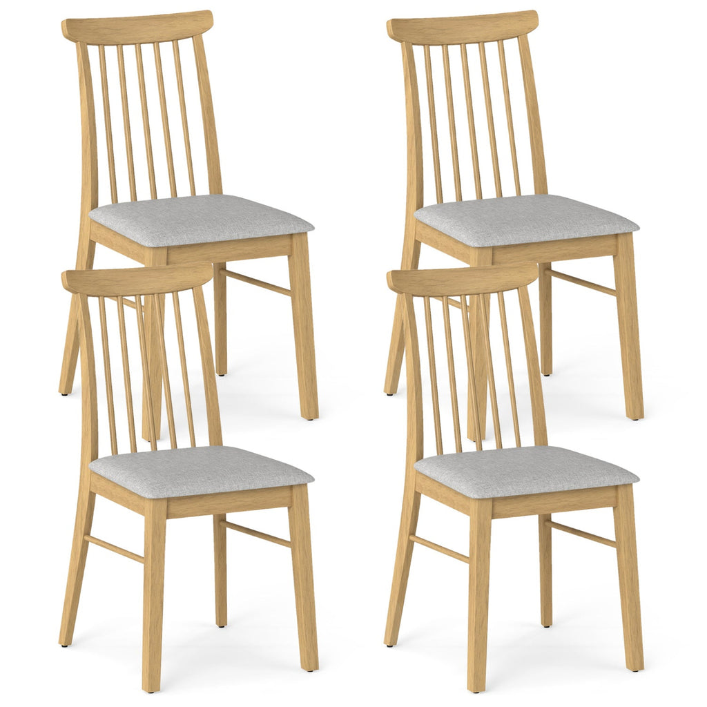 Dining Chairs Set of 4 Fabric Upholstered Kitchen Armless Chairs with Rubber Wood Frame