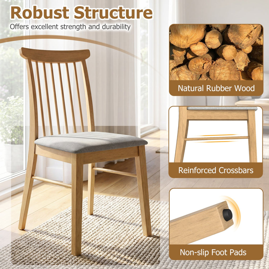 Dining Chairs Set of 4 Fabric Upholstered Kitchen Armless Chairs with Rubber Wood Frame