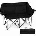 Double Camping Chair with Cup Holders Glass Racks and Mesh Pockets