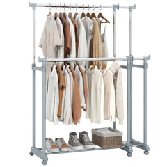 Double Rod Clothes Rack Heavy-Duty Metal Garment Rack