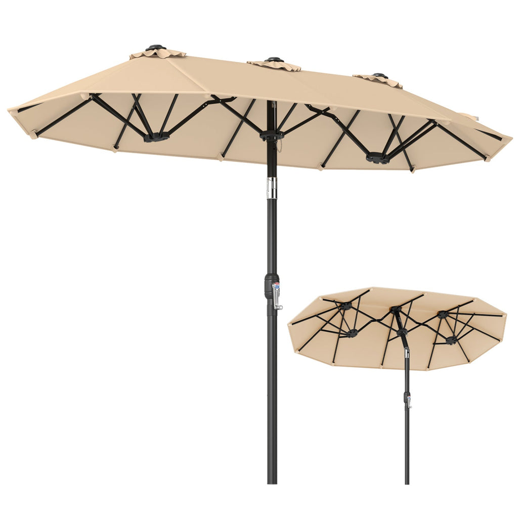 Double-Sided Patio Umbrella with Push Button Tilt Crank Handle