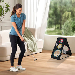 Dual-Sided Golf Chipping Net Triple Target Training System with 5 Target Holes