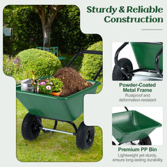 Dual-Wheel Wheelbarrow Garden Utility Cart with Pneumatic Tires