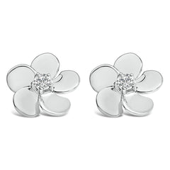 10K White Gold 1/3 Cttw Lab Grown Diamond Flower Petal Stud Earrings