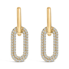10K White Gold 1/2 Cttw Lab Grown Diamond Dangling Paperclip Drop Earrings