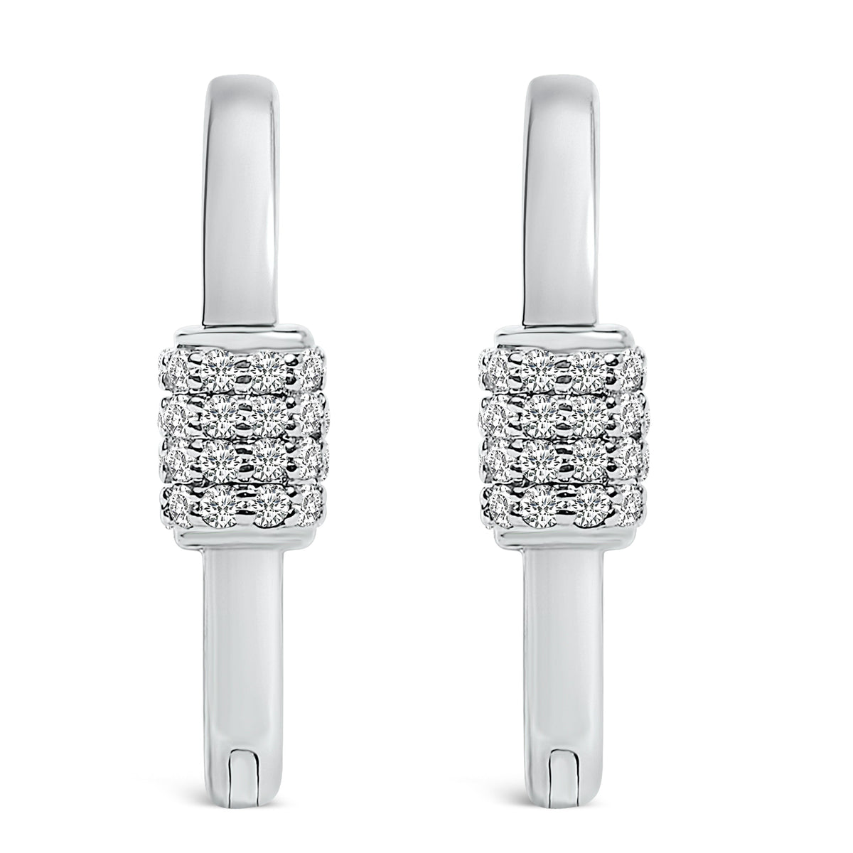 10K White Gold 3/8 Cttw Lab Grown Diamond Heart Shaped Huggie Hoop Earrings
