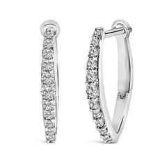 10K White Gold 1/4 Cttw Lab Grown Diamond Heart Shaped Huggy Hoop Earrings