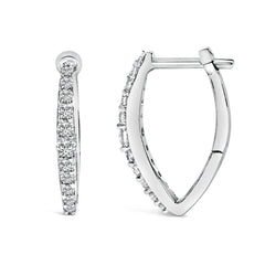 10K White Gold 1/4 Cttw Lab Grown Diamond Heart Shaped Huggy Hoop Earrings
