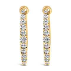10K White Gold 1/4 Cttw Lab Grown Diamond Heart Shaped Huggy Hoop Earrings