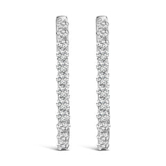 14K White Gold 1.0 Cttw Oval Lab Grown Diamond Hoop Earrings