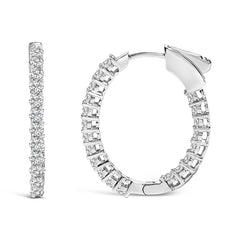 14K White Gold 1.0 Cttw Oval Lab Grown Diamond Hoop Earrings