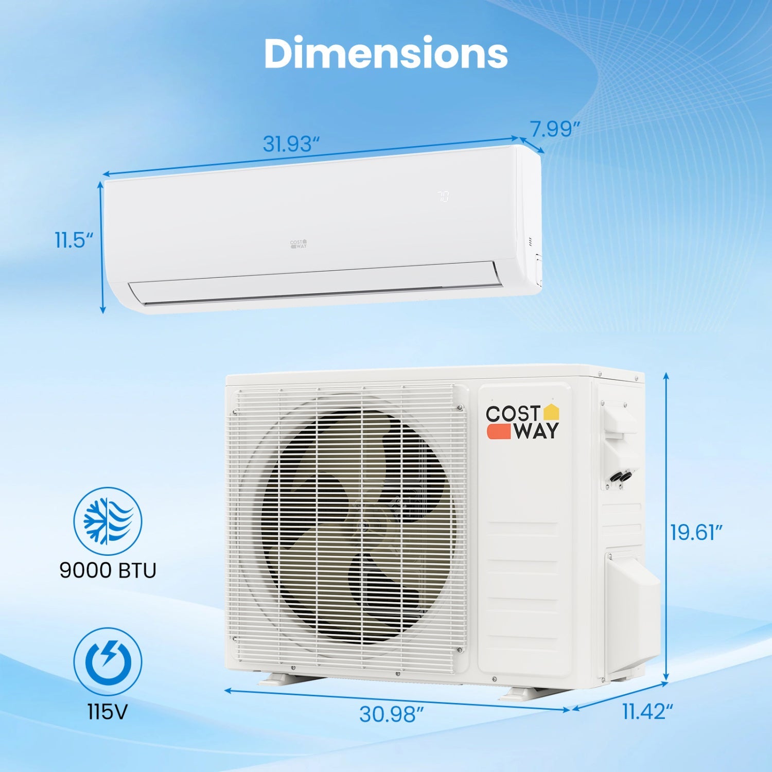 EcoGuard Series 9000 BTU 19 SEER2 115V Mini Split Air Conditioner and Heater
