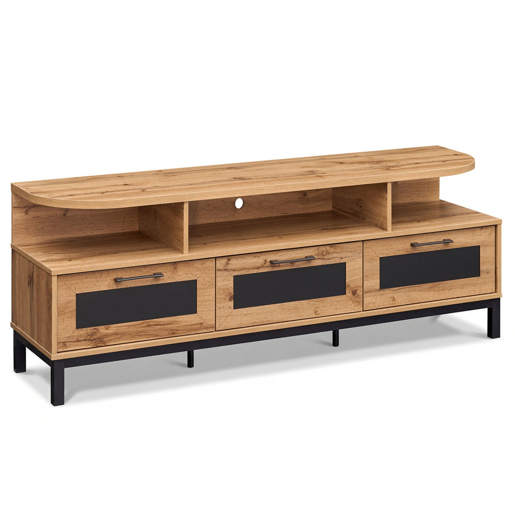 Entertainment Center with 3 Storage Drawers and Open Shelves