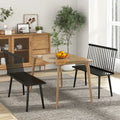 Entryway Bench for 2 with Spindle Back for Kitchen Dining Room Hallway-Black