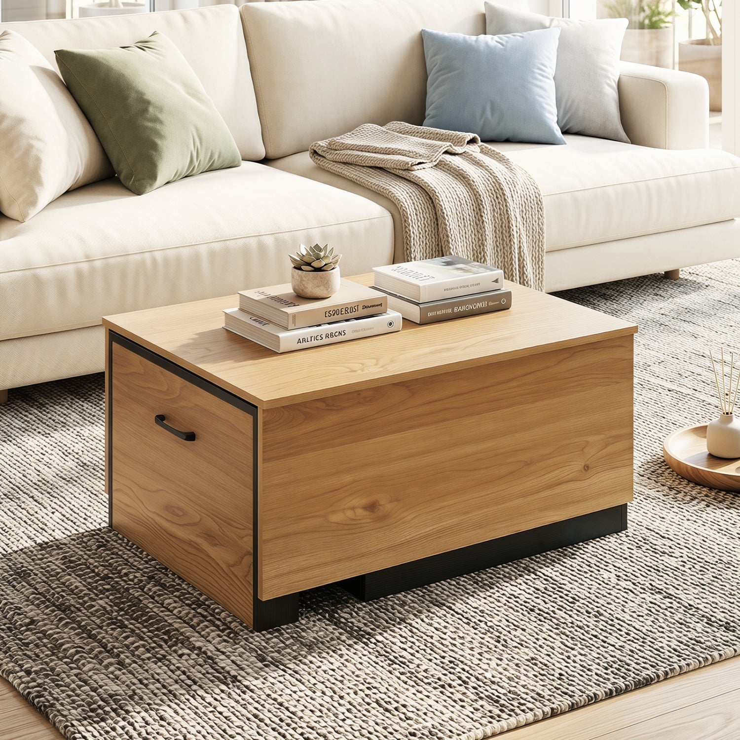Extendable Coffee Table with Hidden Storage Compartment