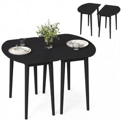 Extendable Oval Dining Table Set with 2 Half-Round Tables for 4-6 People