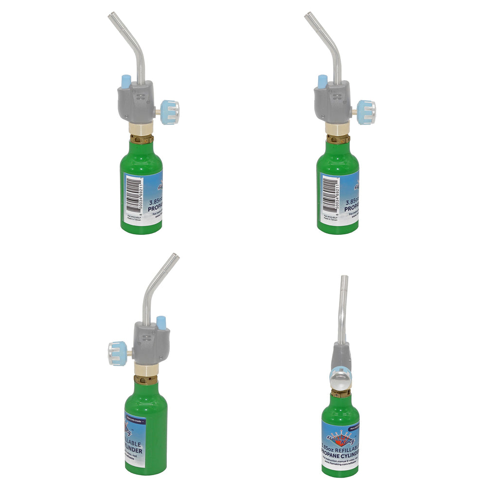 Flame King 1/4 lb Refillable Mini Propane Tank Cylinder - 2-Pack Eco Friendly Tank