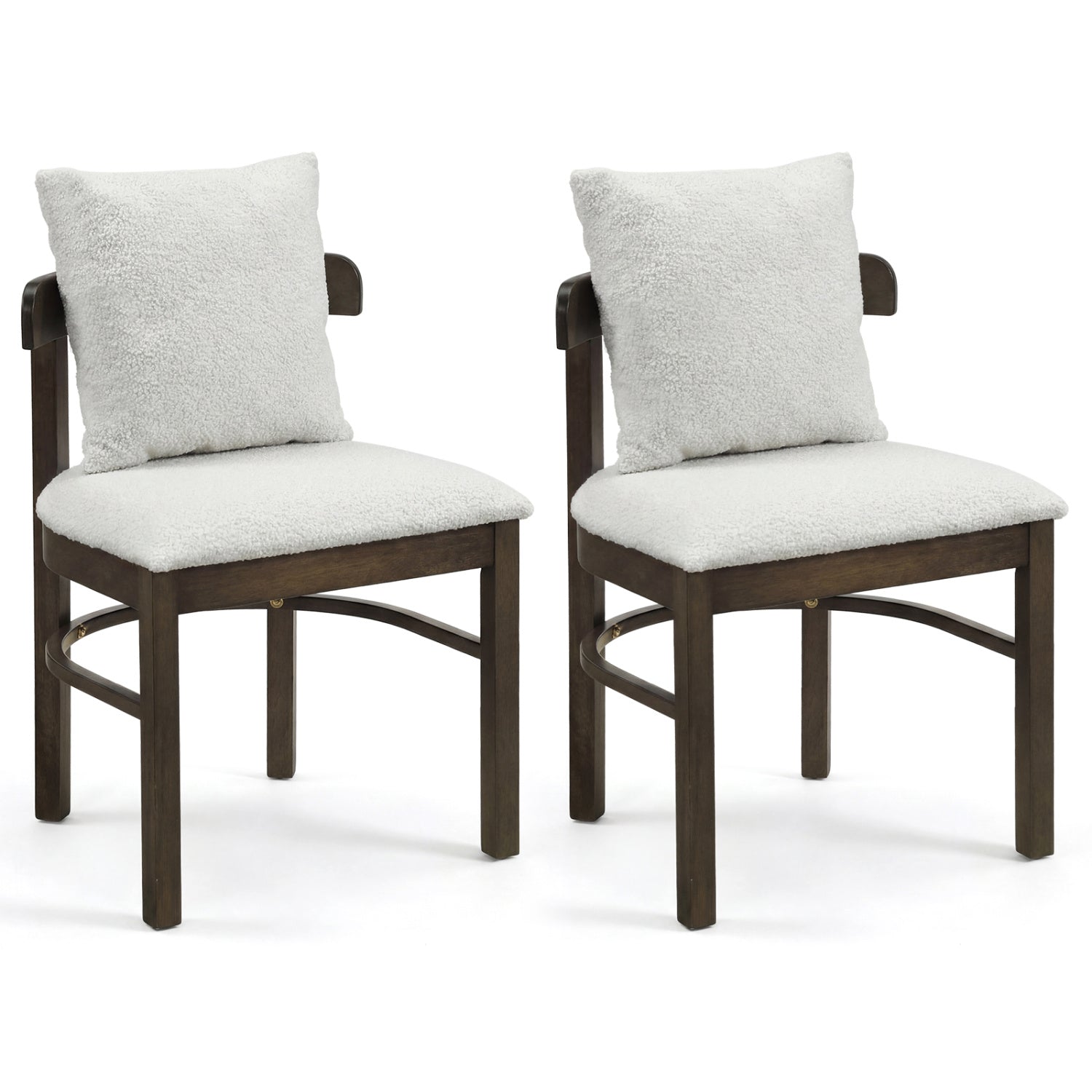 Fabric Upholstered Wood Dining Chairs Set of 2 with Removable Pillow