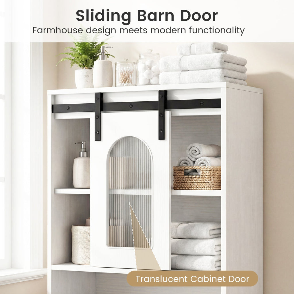 Farmhouse Bathroom Floor Cabinet with Sliding Barn Door