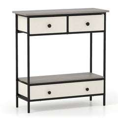 Farmhouse Console Table with Open Storage Shelf for Hallway-Gray