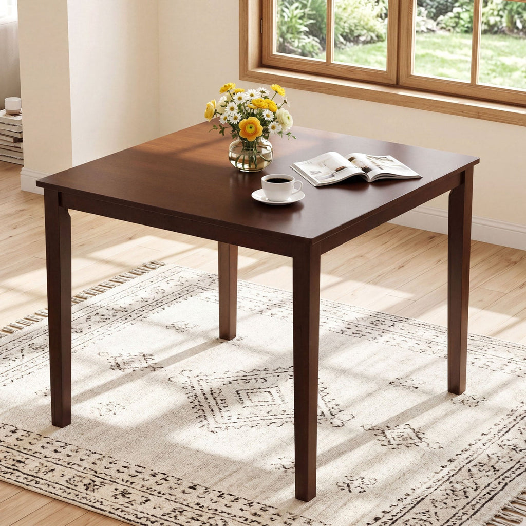 Farmhouse Dining Table for 4 People 35 Inches Square Kitchen Table