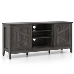 Farmhouse TV Stand for TVs up to 65 Inch Entertainment Center with 2 Storage Cabinets-Gray