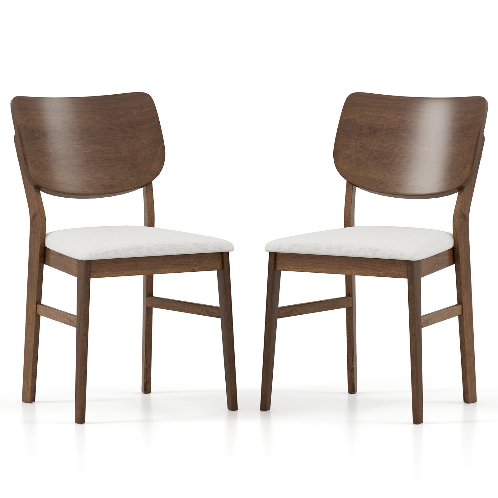 Farmhouse Upholstered Kitchen Chairs Set of 2 with Rubber Wood Frame-Walnut