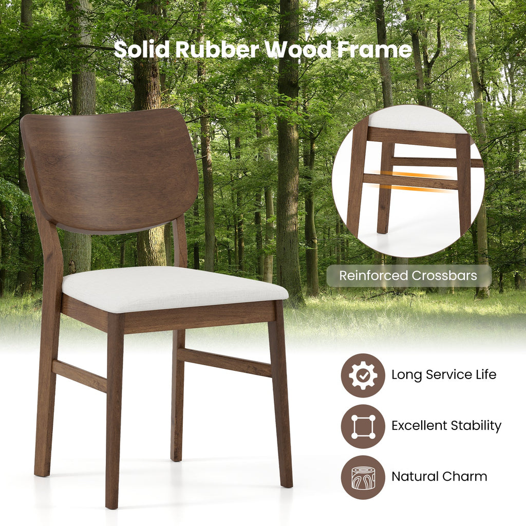Farmhouse Upholstered Kitchen Chairs Set of 2 with Rubber Wood Frame-Walnut