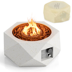 40000 BTU 28 Inch Hexagon Terrazzo Propane Fire Pit Table with Stainless Steel Burner