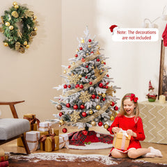 7 Feet Flocked Christmas Tree with 8 Lighting Modes and Multi-Color LED Lights