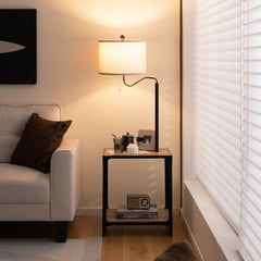 360¬∞ Rotatable Floor Lamp with End Table and USB Charging Ports